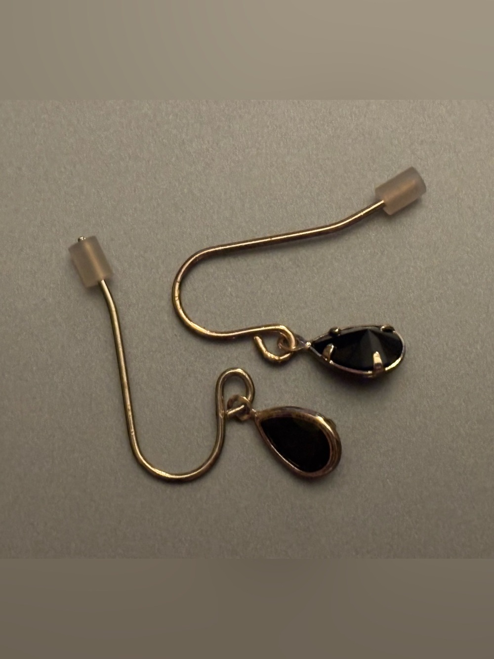 5 for 10 💵 gold drop earrings with black cubic zirconia
